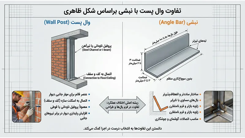 فرق وال پست با نبشی براساس شکل ظاهری