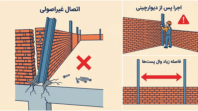 اشتباهات در اجرای وال پست جان پناه پشت بام